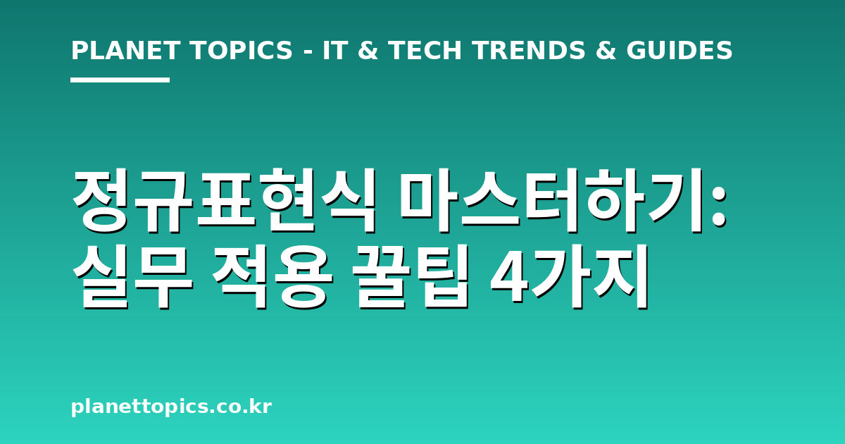 정규표현식 마스터하기 관련 정보를 시각화한 이미지